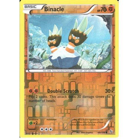 Pokemon Trading Card Game 48106 Binacle Reverse Holo Xy 02 Flashfire