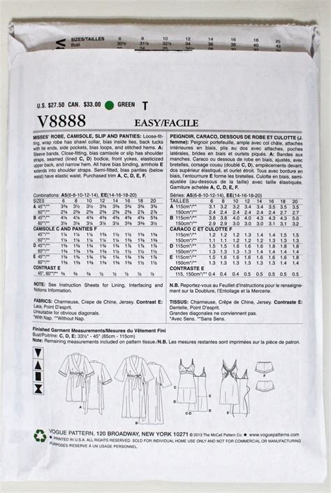 Sewing Pattern For Women S Lingerie Robe Camisole Nightgown Slip And Tap Pants Vogue