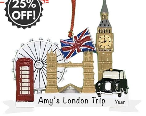 LONDON CHRISTMAS ORNAMENTS Famous Landmarks England Flag Ornament Ornament for Tree Personalized ...