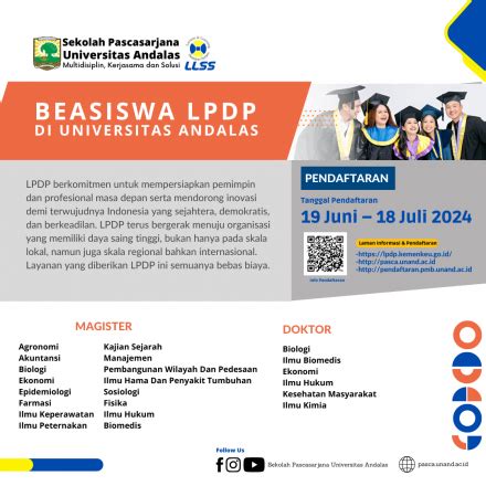 Sekolah Pascasarjana Universitas Andalas Pendaftaran Beasiswa Lpdp