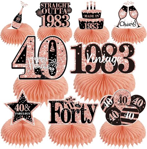 40th Birthday Decorations Women 9 Pcs 40th Birthday Decorations Honeycomb