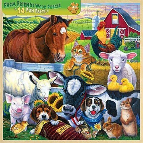 Wood Fun Facts Farm Friends 48pc Wood Puzzle Bussinger Trains