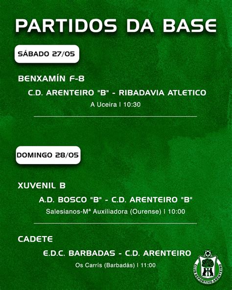 Cd Arenteiro On Twitter Os Horarios Da Base Do C D Arenteiro Para A