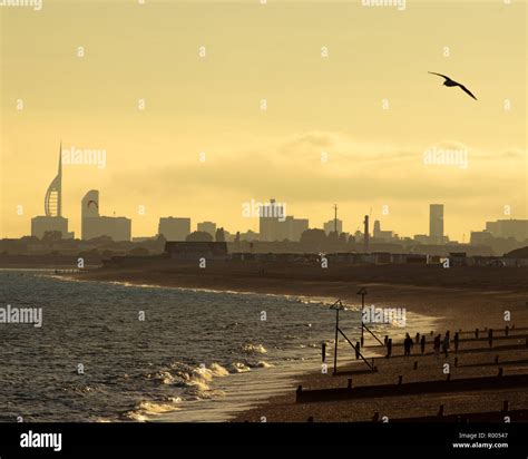 Sunset At The Beach Looking Towards Portsmouth Taken From Hayling