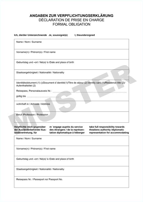 Verpflichtungserkl Rung Nachweis F R Besuchervisum