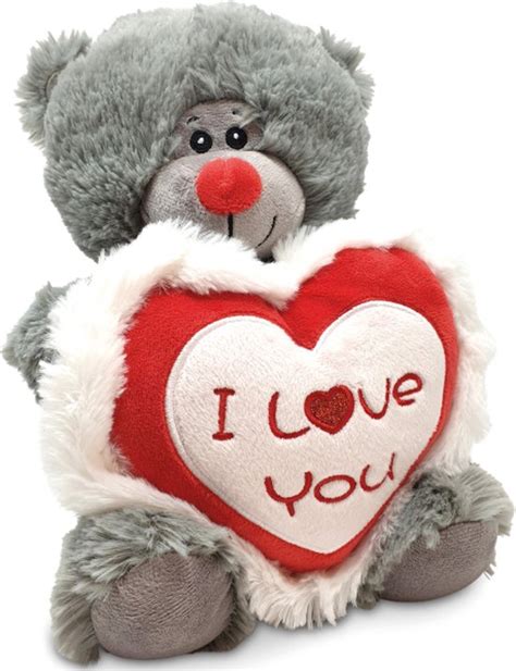 Teddybeer Snoezel Grijs Met Hart I Love You 22 Cm Moederdag