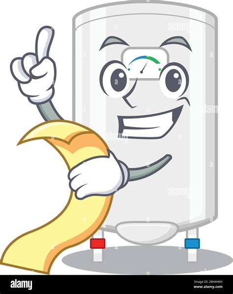 Gas Water Heater Mascot Character Design With A Menu On His Hand Stock Vector Image And Art Alamy