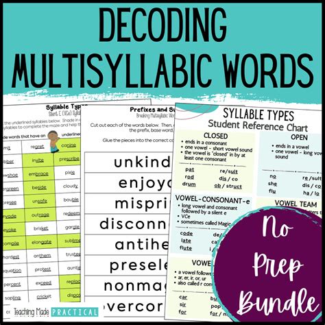 Activities For Teaching Decoding Multisyllabic Words Teaching Made