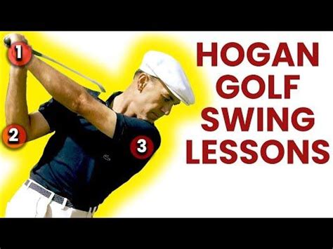 A Man Swinging A Golf Club With The Words Hogan Golf Swing Lessons On It