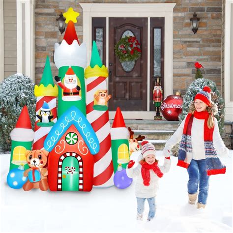 3m Christmas Castle With Santa And Friends Inflatable Airfigs Inflatables