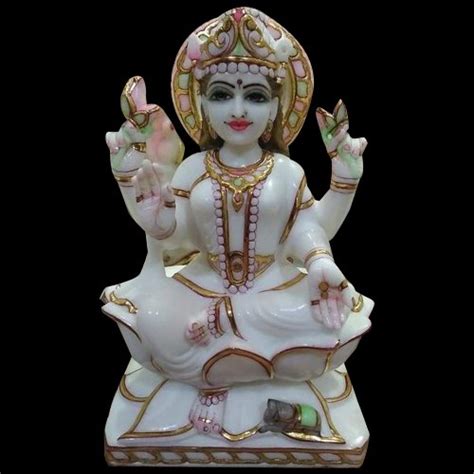 White Painted Marble Goddess Laxmi Statue For Temple Size Inch At