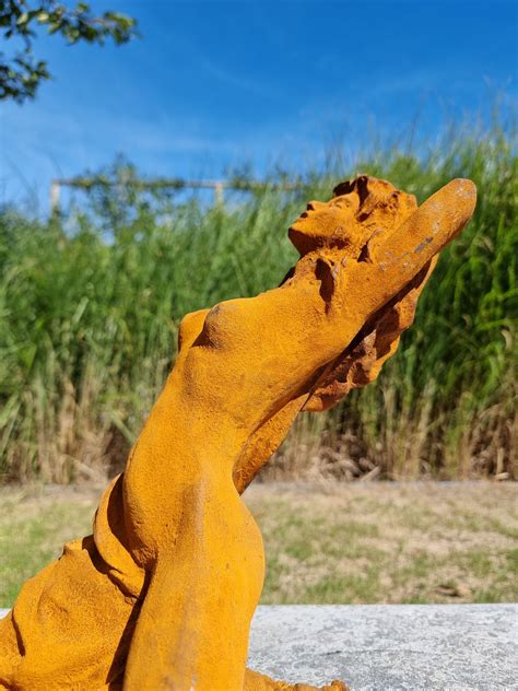 Cast Iron Garden Sculpture Of A Half Naked Lady Lady Etsy UK