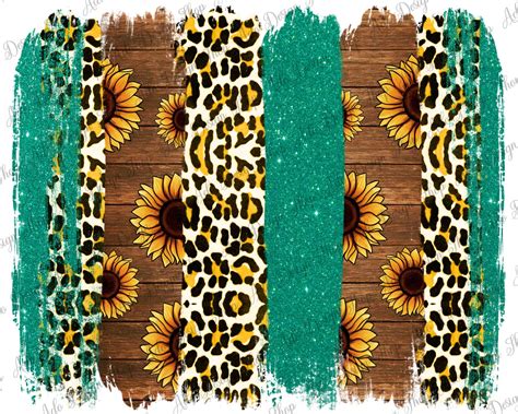 Western Leopard Sunflower Brushstrokes Png Sublimation Design