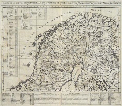 Carte De La Partie Septentrionale Du Royaume De Suede Avec Une Table