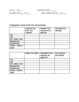 O Ue Stem Change Verbs Guided Practice By Kunal Patel Tpt