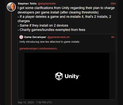 Unity Reveals Plans To Charge Developers Per Game Install Plans Revoked And Ceo Fired Lol