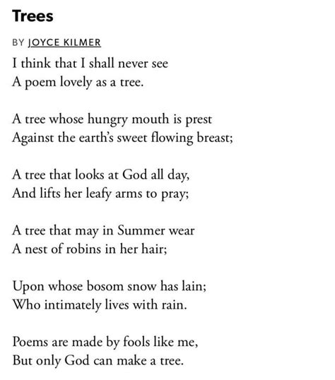 Poem Trees By Joyce Kilmer Rpoetry