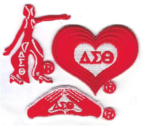 Delta Sigma Theta 3 Pack B Embroidered Stick On Applique Patches Red 2 Product Details