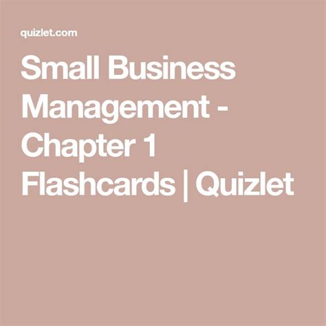 Small Business Management Chapter 1 Flashcards Quizlet