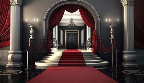 VIP luxury entrance with red carpet. Postproducted digital illustration ...