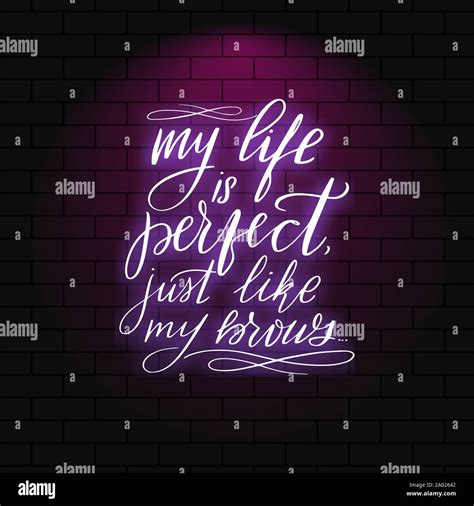 Neon Glowing Lettering On A Brick Wall Background Stock Vector Image