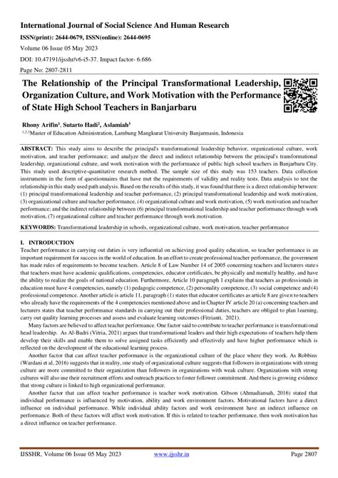 (PDF) The Relationship of the Principal Transformational Leadership, Organization Culture, and ...