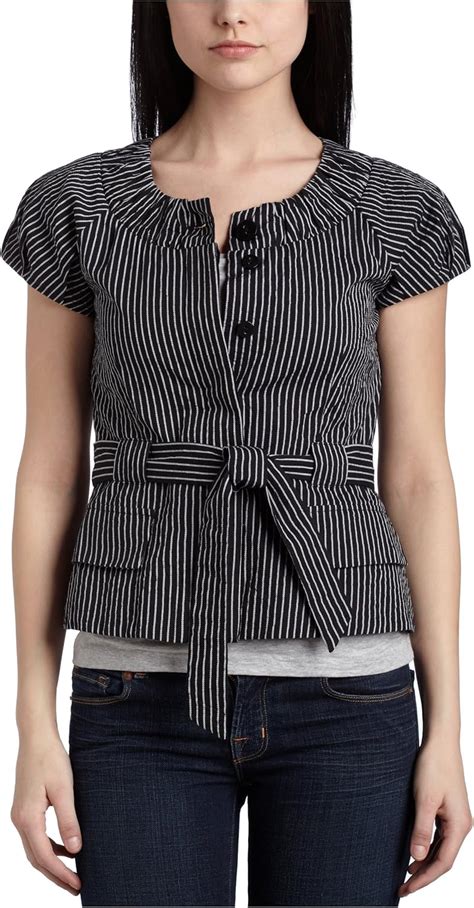 Mac Jac Women S Cotton Stripe Jacket Black Mix Medium At Amazon