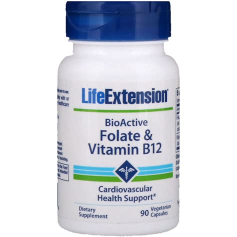 Life Extension BioActive Folate Vitamin B12 90 Vegetarian Capsules