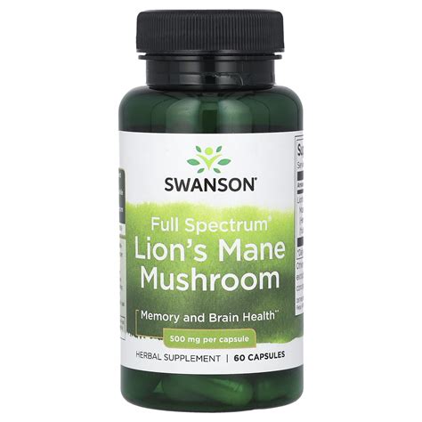 Swanson Full Spectrum Lion S Mane Mushroom 500 Mg 60 Capsules