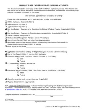 Fillable Online Agri Idaho Exhibit Cwma Application Checklist