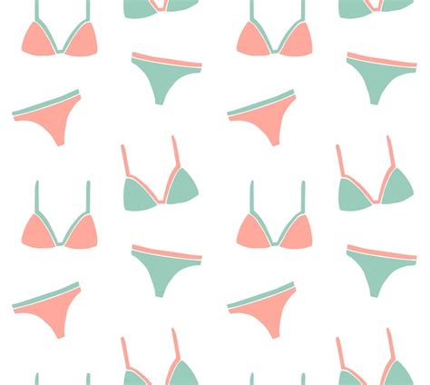 Patr N Sin Costuras De Traje De Ba O Bikini Femenino Dibujado A Mano Vector Premium