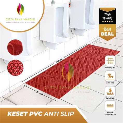 Promo Karpet Karet Keset Anti Slip Kamar Mandi 50 X 120 Merah