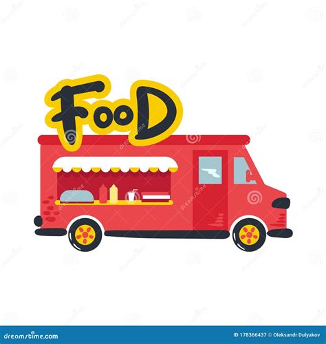 Cartoon Fast-food Car Food Truck on a White Background Stock Vector ...