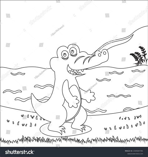 Crocodile Coloring Pages Line Art Design Stock Vector (Royalty Free) 2105047781 | Shutterstock