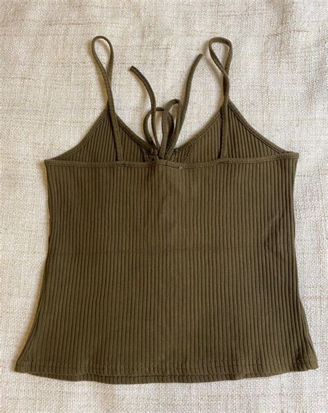 Olive Green Spaghetti Strap Top Women S Fashion Tops Sleeveless On