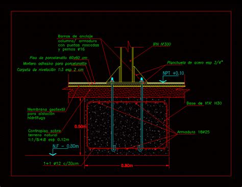 Detalle De Losa De Cimentacion Dwgdibujo De Autocad Cimentacion