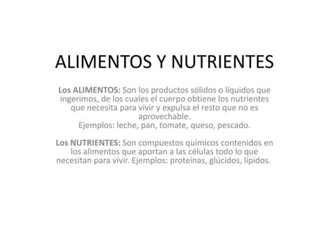 Alimentos Y Nutrientes PPT