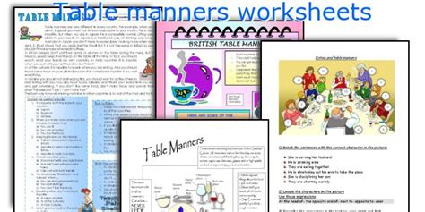 Table Manners Worksheet For Grade 1 Elcho Table