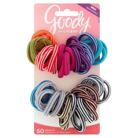 Goody - Goody Ouchless Terry-Os Hair Ties, Assorted Color Fabric Hair ...