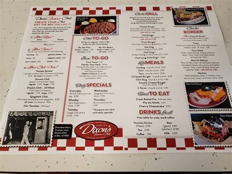 Menu At Dixons Famous Chili Parlor Restaurant Independence