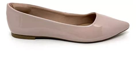 Sapatilha Bico Fino Verniz Nude Parcelamento Sem Juros