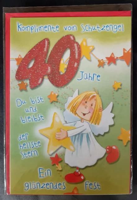 GRUSSKARTE ZUM 40 Geburtstag Glückwünsche Geburtstagskarte Schutzengel