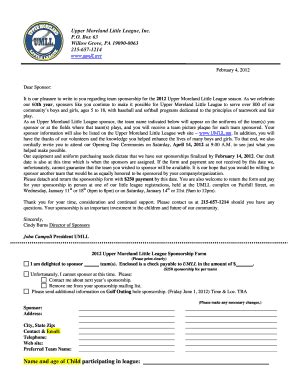 Youth Baseball Team Sponsorship Letter - Infoupdate.org