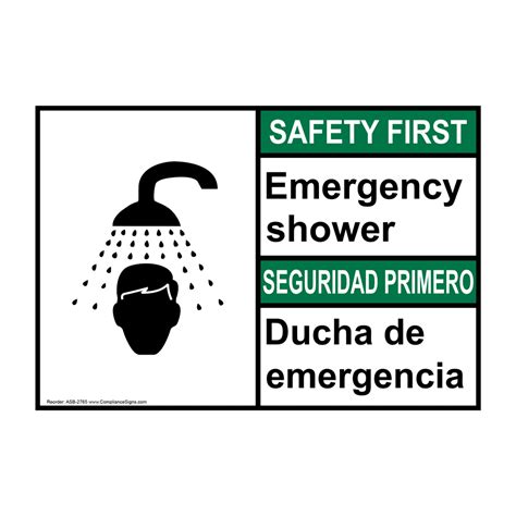 Ansi Safety First Emergency Shower Bilingual Sign Asb First Aid