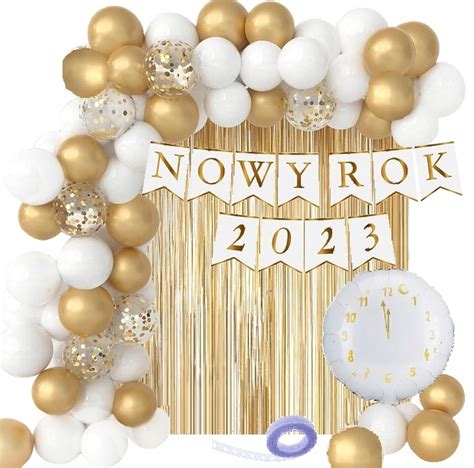 NOWY ROK Balony Zestaw Dekoracje Na Sylwestra 12899915254 Allegro Pl