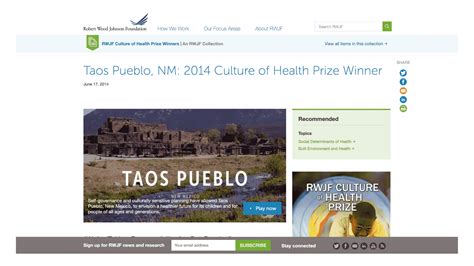 2014 Rwjf Culture Of Health Prize Winner Taos Pueblo New Mexico