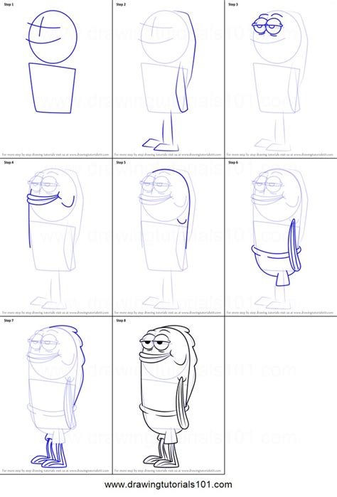 How to Draw Nat Peterson from SpongeBob SquarePants Printable Drawing Sheet by ...