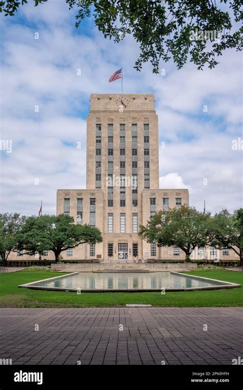 Historic Houston City Hall Building In Downtown Houson In Spring Stock