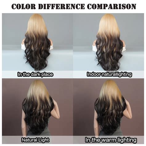 Long Blonde Wavy Wig For Women Brown Mix Blonde Middle Part Synthetic