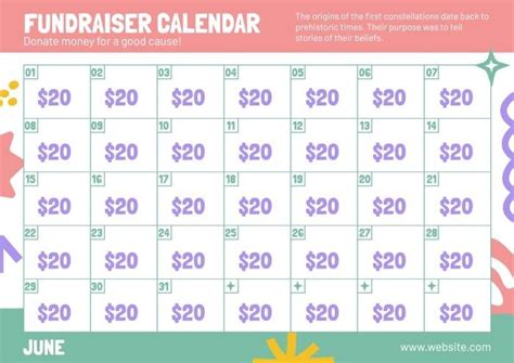 Colorful Donate Fundraiser Calendar Template Fundraising Online Templates